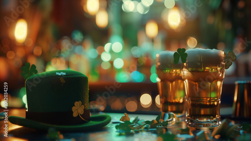 San Patrick Day Poster, bar table, beer