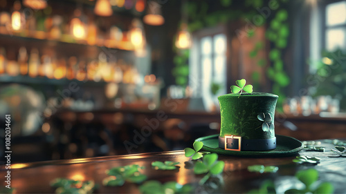 San Patrick Day Poster, bar table, beer