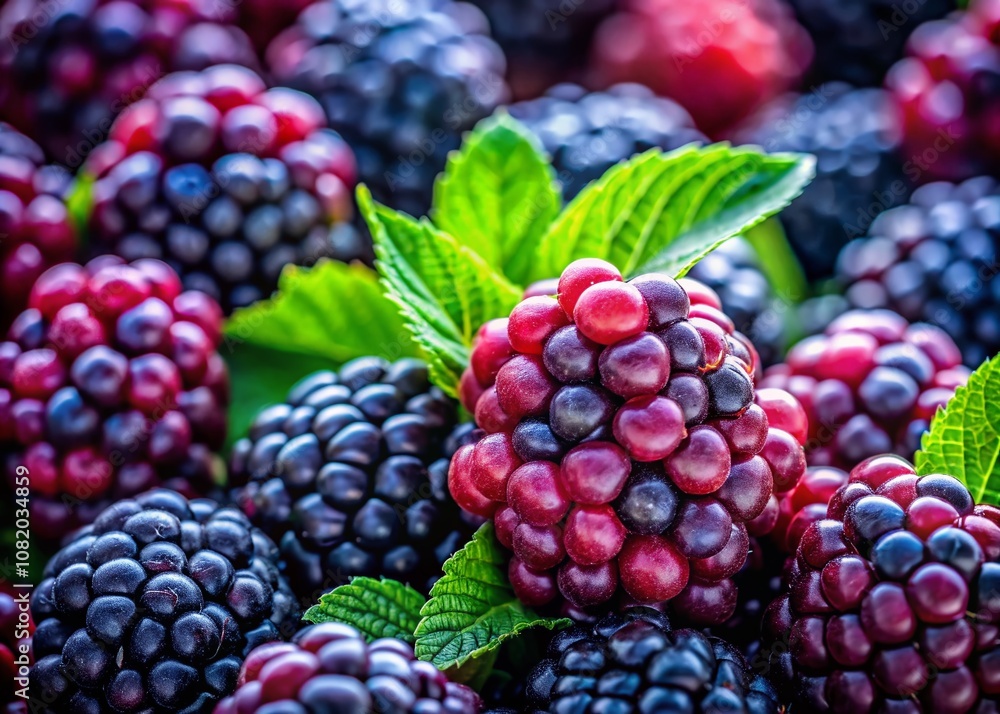 Blackberries, close-up, rule of thirds composition, juicy delight. Blackberries, close-up, rule of thirds composition, juicy delight.