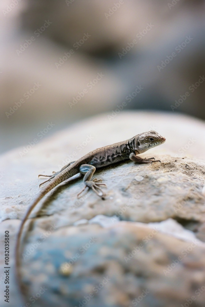 A lizard sits on top of a rock, enjoying the view A lizard sits on top of a rock, enjoying the view