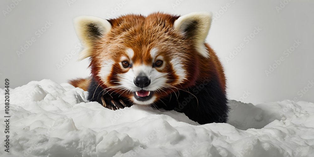 Cute Red Panda Animal lying on the white background Created with generative AI Cute Red Panda Animal lying on the white background Created with generative AI