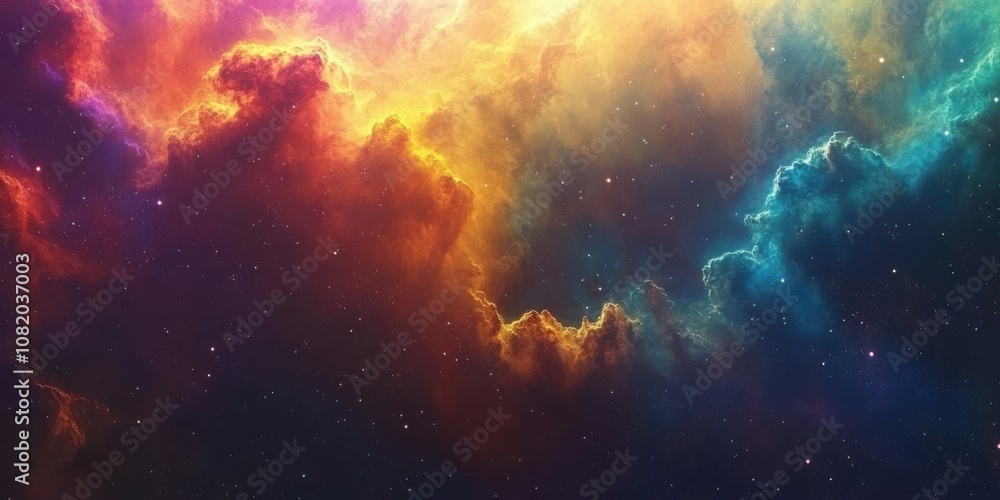 Fototapeta premium Vibrant Nebula with Stars in Cinematic Colors