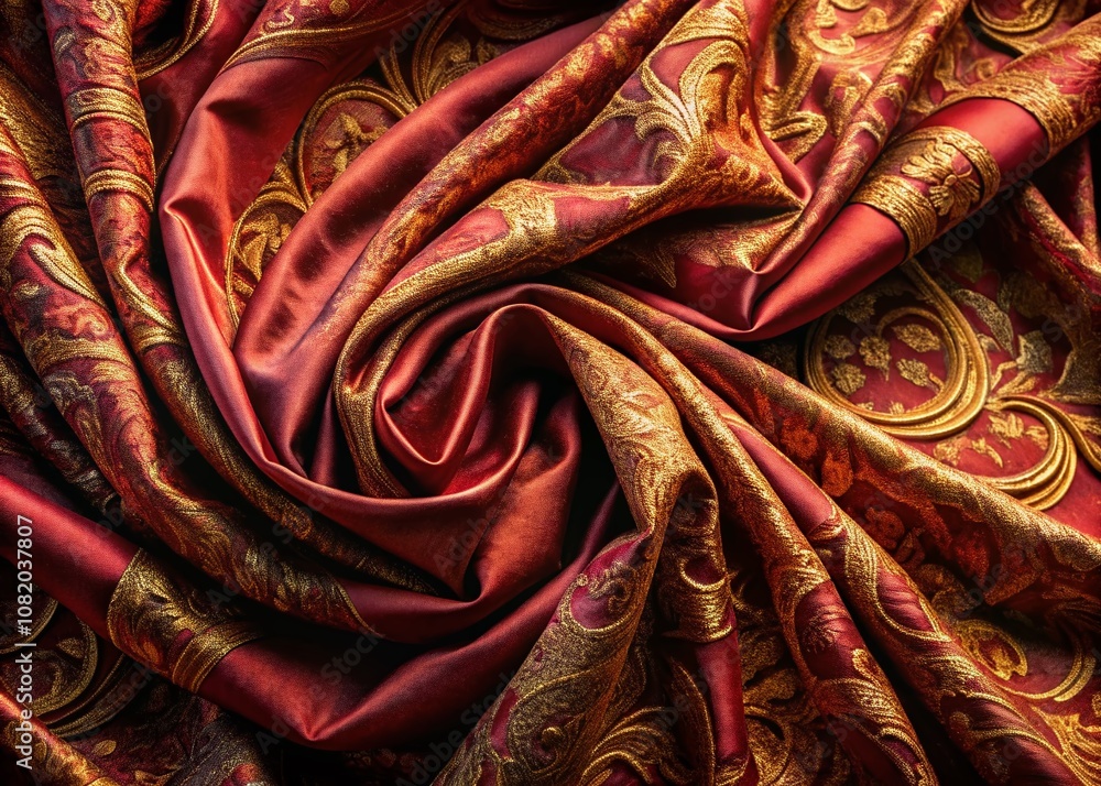 Drone Shot of Wrinkled Marsala Fabric Drone Shot of Wrinkled Marsala Fabric