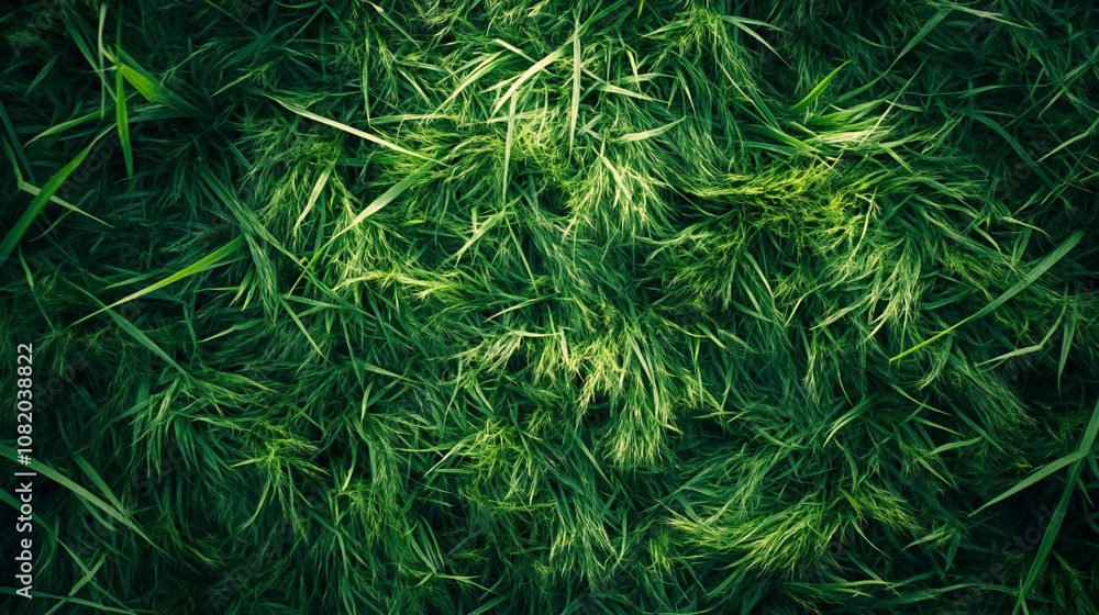 Top Down View of Lush Grass Blades Close-Up Top Down View of Lush Grass Blades Close-Up