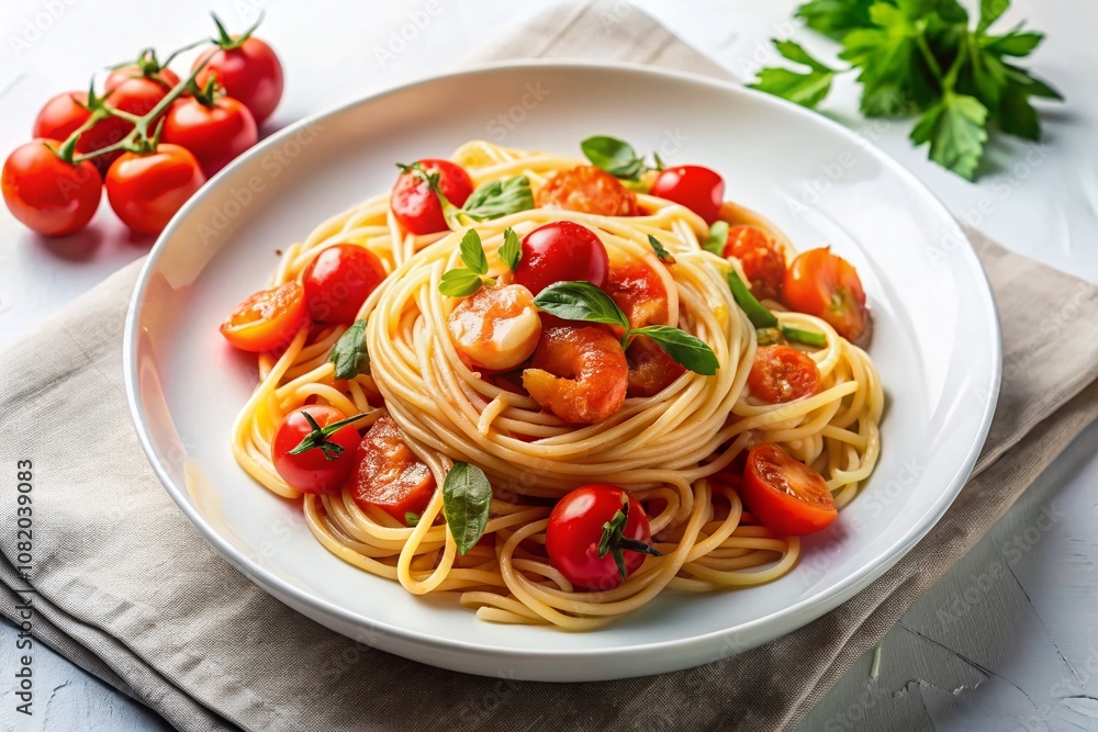 Fresh prawns tossed in simple tomato sauce with spaghetti for a minimalist Italian delight. Fresh prawns tossed in simple tomato sauce with spaghetti for a minimalist Italian delight.