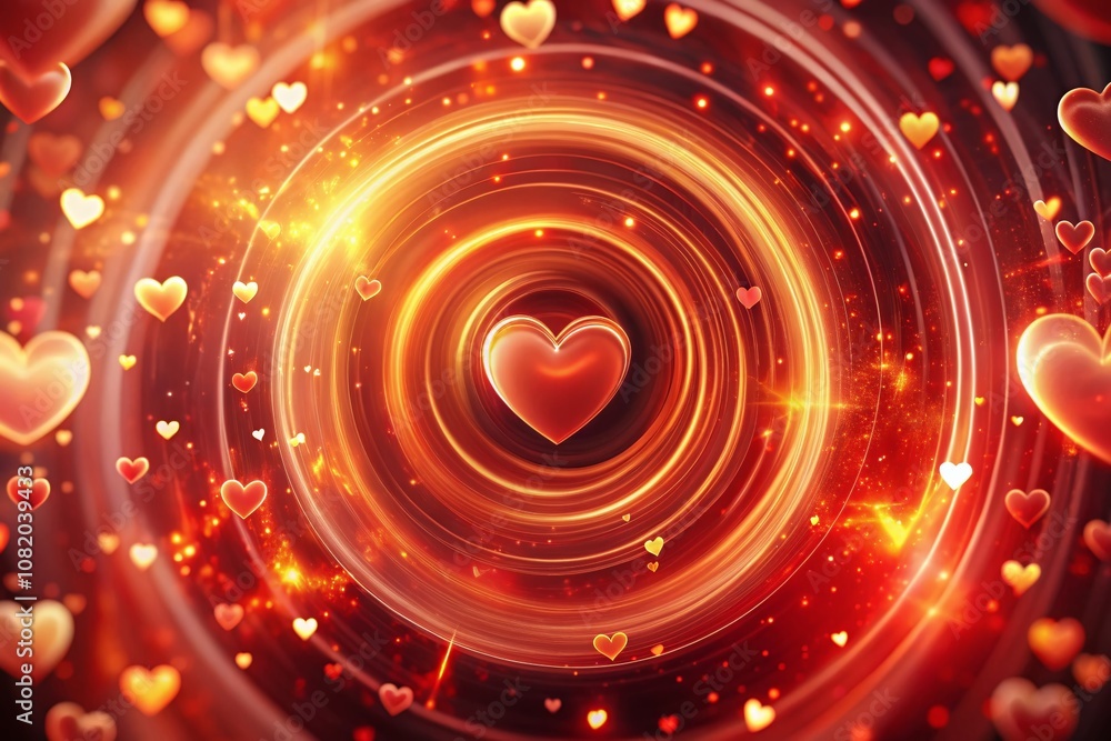 Obraz premium Glowing Hearts Vortex - Valentine's Day, Birthday, New Year Seamless Loop Background