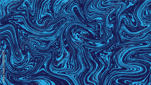 Ocean blue and dark gray seamless marble pattern with psychedelic swirls. Vector liquid acrylic texture. Flow art. Trippy textile background. Tie dye simple artistic effect