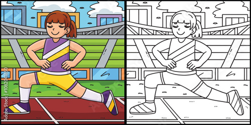 Track and Field Female Stretching Illustration