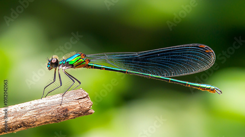 vibrant dragonfly, dragonfly on twig, detailed wings, stunning colors, natural light, dragonfly close-up, insect photography, colorful dragonfly, delicate wings, nature scene, perched dragonfly, macro