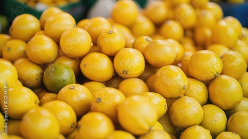 A pile of lemons stacked on top of each other, often used as a decorative centerpiece or in still life compositions