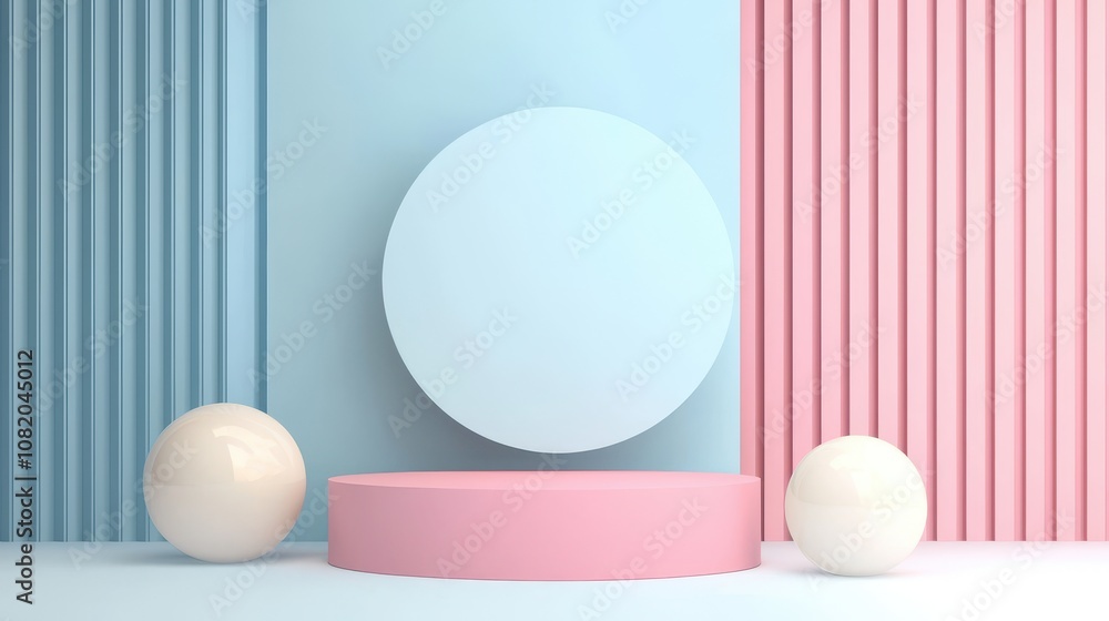Modern minimalism with pastel colors and circular shapes Modern minimalism with pastel colors and circular shapes
