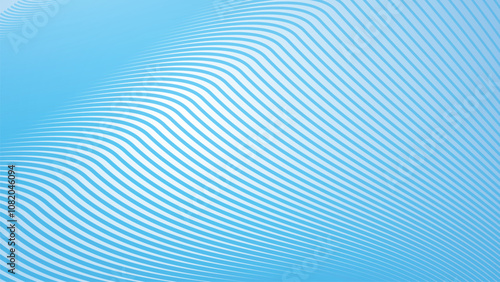Deep sky blue gradient abstract background with stripes curve line vector image