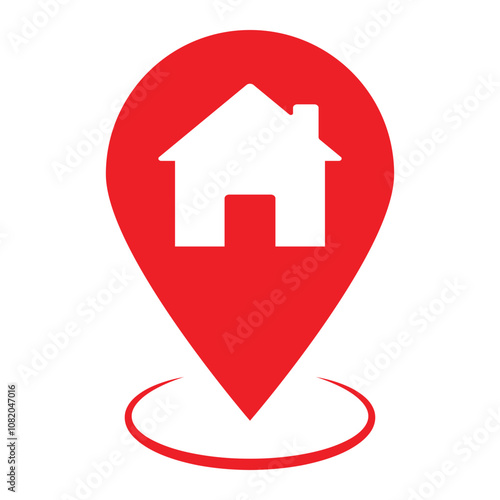 Obraz na płótnie Red map pin for indicating a home or residential location. Location marker above a surface w salonie