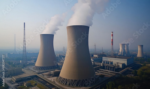 Wallpaper Mural Cooling towers at nuclear power plant emitting steam Torontodigital.ca