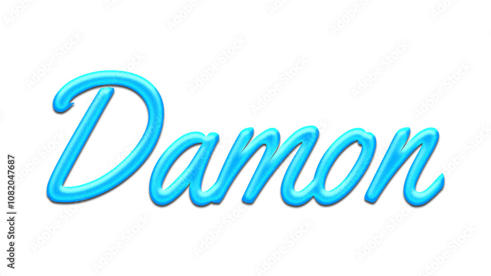 Glowing blue effect of name Damon on white background. Glowing blue effect of name Damon on white background.