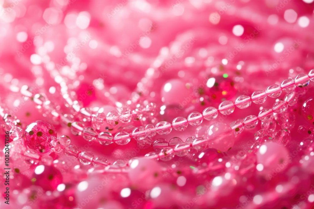 A close-up shot of a group of pink beads, great for jewelry or decorative designs A close-up shot of a group of pink beads, great for jewelry or decorative designs