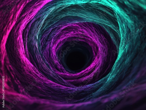 Exploring the mysteries of colorful swirling patterns abstract tunnel digital art hypnotic environment close-up view visual concept for creative inspiration photo