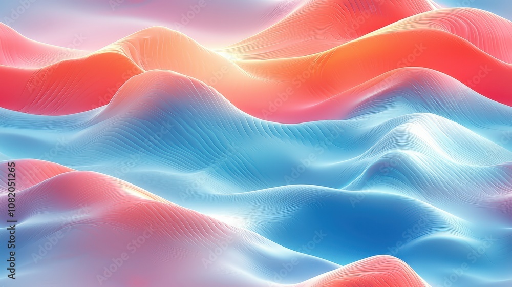 Obraz premium Vibrant abstract waves: dynamic red and blue flowing texture with a soft gradient