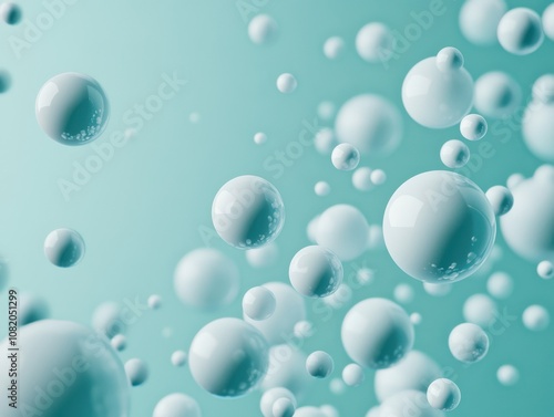 Bubbles rising in aqua background abstract science concept digital artwork calm environment macro viewpoint for visual appeal