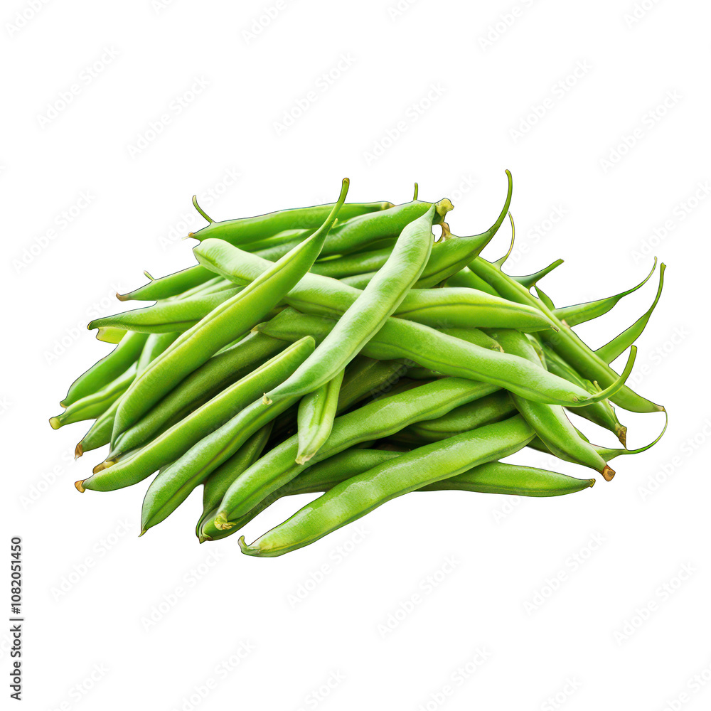 Pile of fresh green beans isolated on transparent background Pile of fresh green beans isolated on transparent background