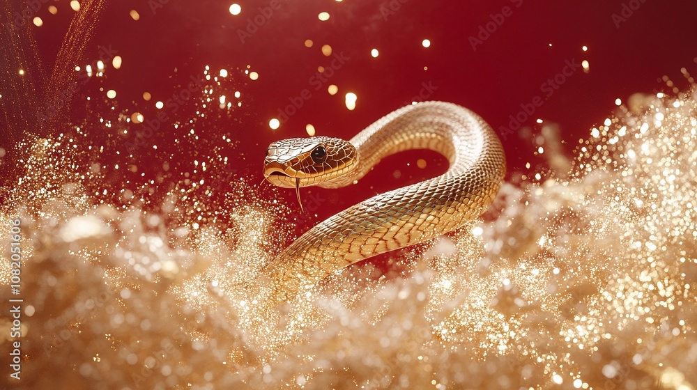 Golden Snake Gliding Through a Sparkling Background, Capturing the Essence of Elegance and Beauty in a Unique and Enigmatic Presentation of Nature Golden Snake Gliding Through a Sparkling Background, Capturing the Essence of Elegance and Beauty in a Unique and Enigmatic Presentation of Nature