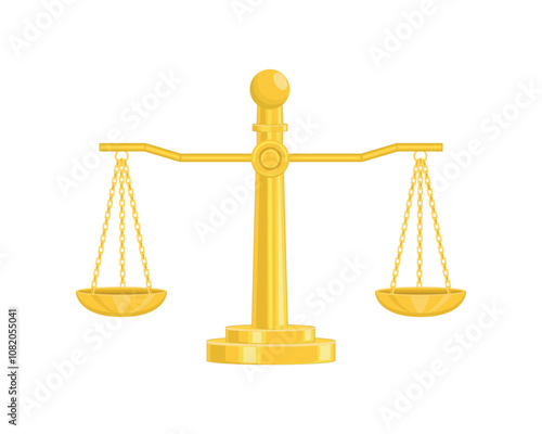 vector illustration design of a scale tool made of gold with a chain on each side, usually used to weigh things, it can also be a symbol of the goddess of justice