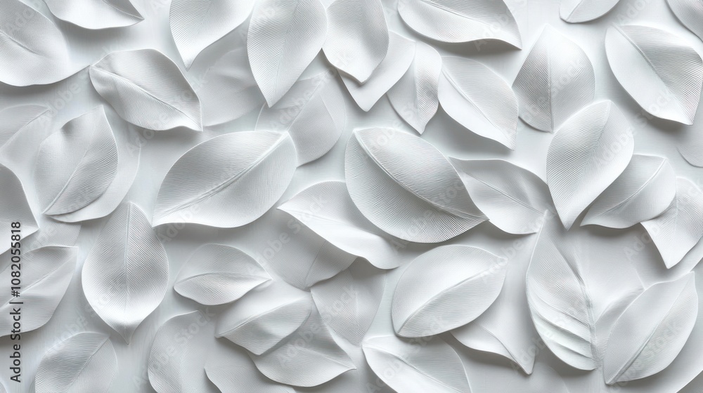 A collection of white petal-like shapes arranged artistically. A collection of white petal-like shapes arranged artistically.