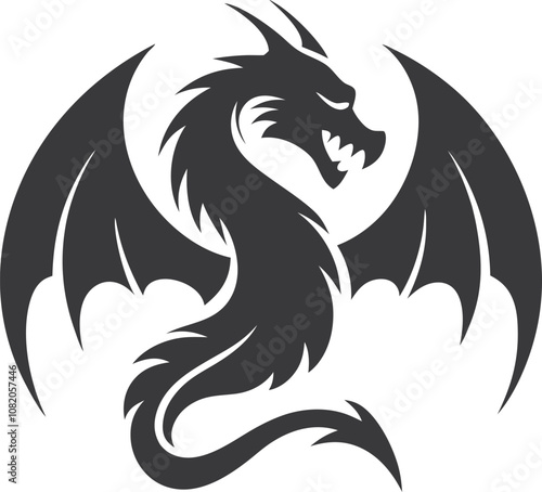 dragon icon vector. head of dragon silhouette