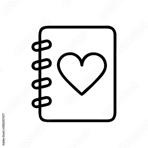 Gratitude journal icon featuring a notebook with a heart symbolizing appreciation and positivity
