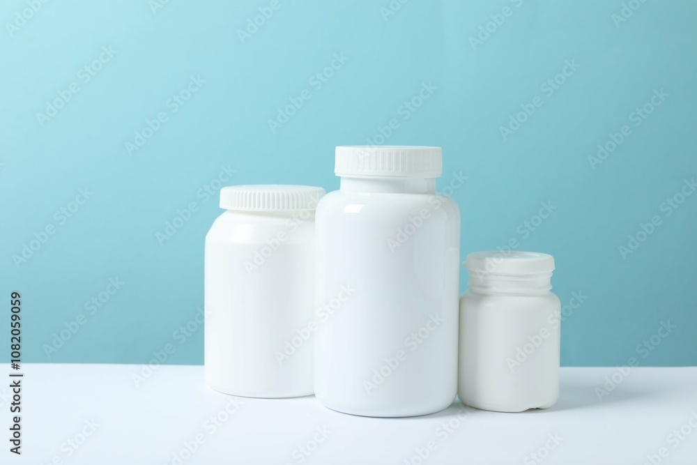 White bottles on the table White bottles on the table