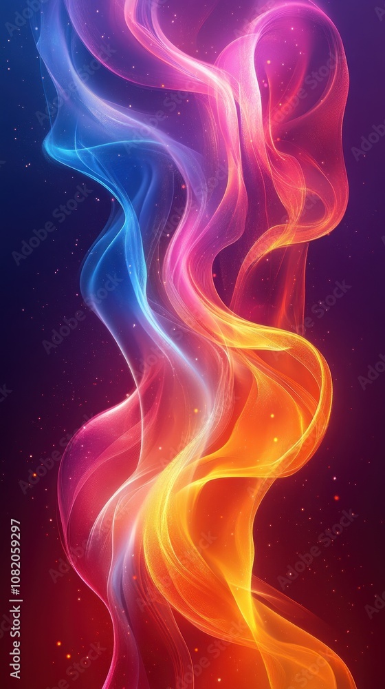Naklejka premium Abstract colorful smoke swirling in a vibrant gradient.
