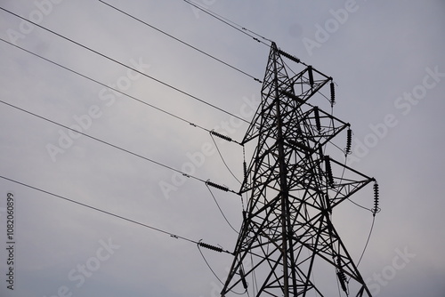 Solar power pole with colorful sky background, Clean solar energy concept power assists in charge of free energy. Lam post with a colorful evening sky