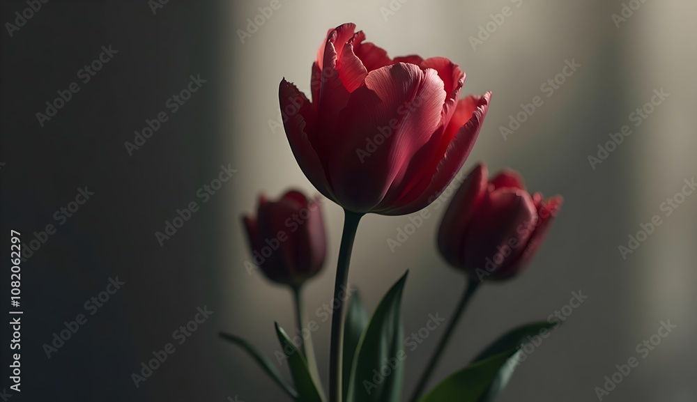 red tulip on black background red tulip on black background
