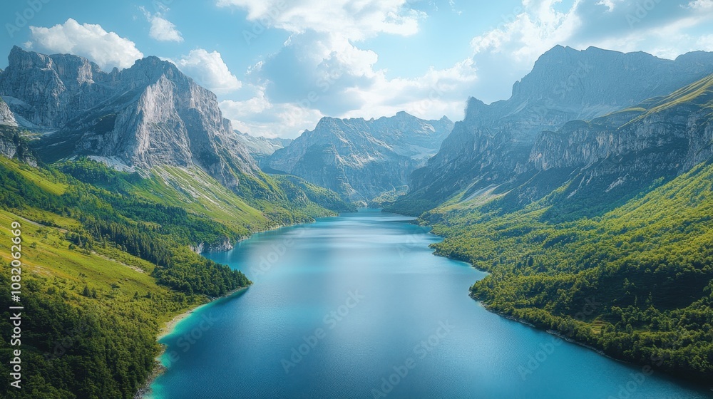 blue river canal going through mountainous regions blue river canal going through mountainous regions
