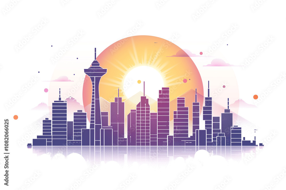 Minimalistic line art of a city skyline at dusk, with just a few lines suggesting the outline of buildings. Minimalistic line art of a city skyline at dusk, with just a few lines suggesting the outline of buildings.