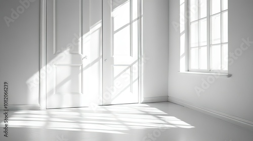 Close-up of a white plastic door frame, open with light streaming through, creating a welcoming atmosphere.