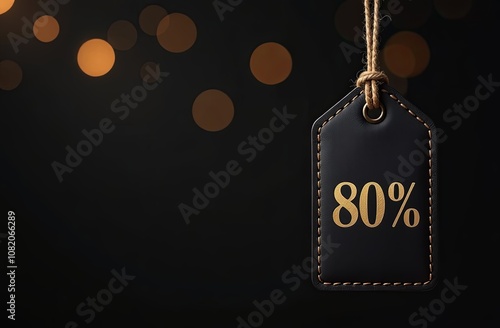 80% off sign, 80percent Discount special offer illustration, dark label with 95% off on a black background. retail promotions, discount events and social media marketing, big sale offer photo