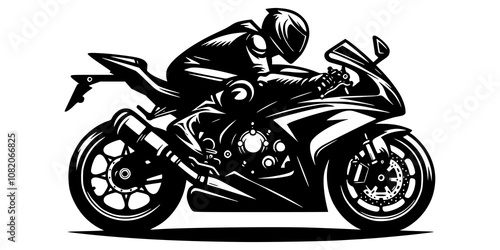 A side profile logo of a sport bike with a visible engine and exhaust pipes, highlighting performance and detail