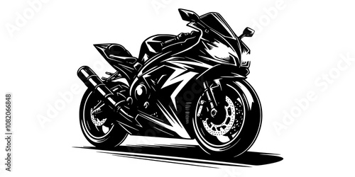 A sport bike logo with sharp, futuristic lines and a glowing underbody light, set for a night race vibe