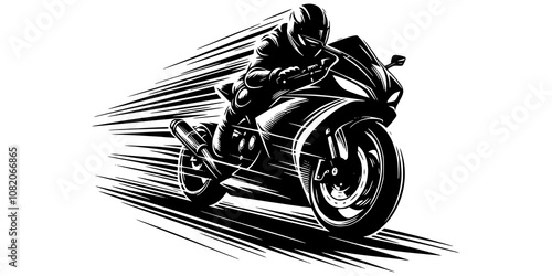 sport motorcycle in action, with speed trails creating a sense of rapid motion