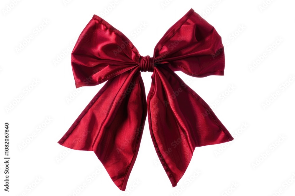 A bright red bow tied to a clean white wall A bright red bow tied to a clean white wall