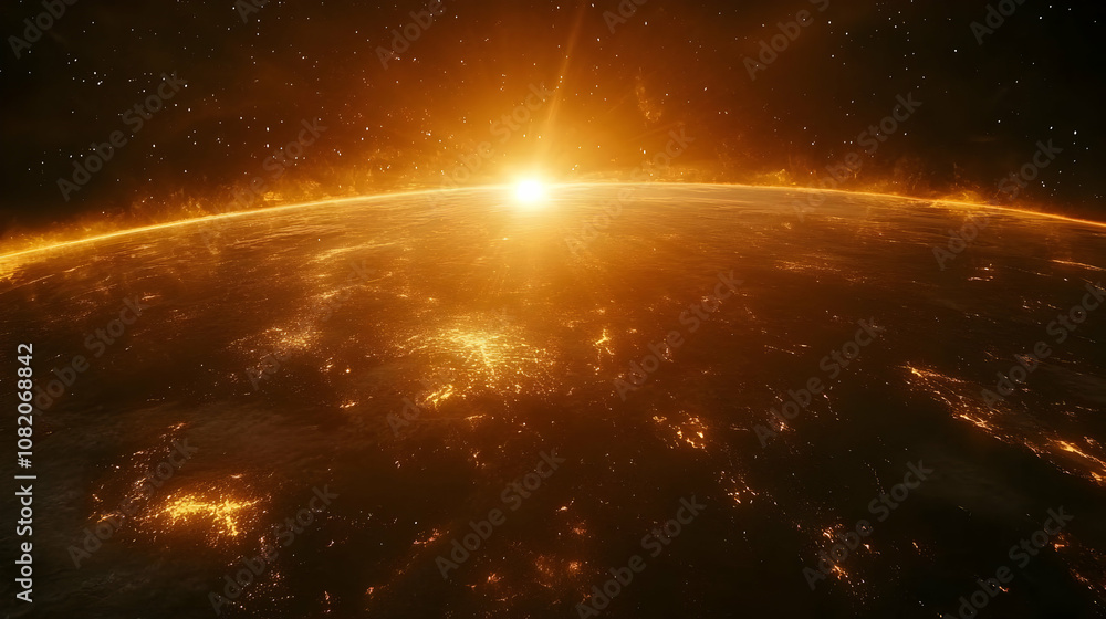 3D Illustration Sunrise Over Planet Earth from Space 3D Illustration Sunrise Over Planet Earth from Space