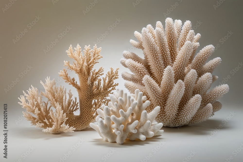 Delicate Coral Formations Isolated on Soft Gradient Background Delicate Coral Formations Isolated on Soft Gradient Background