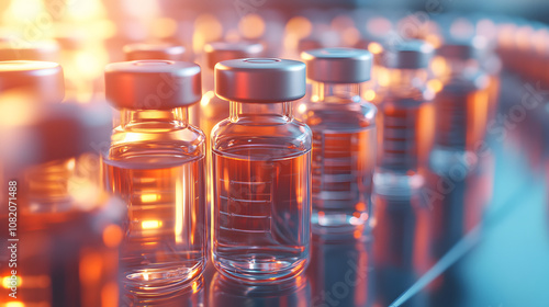 Detailed shot of insulin vials and syringes on a sterile surface.