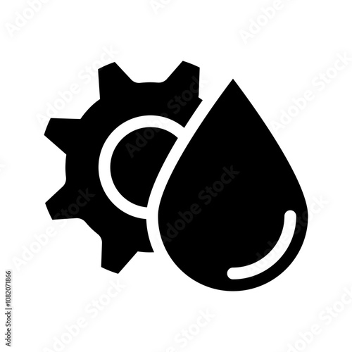 Water Settings Icon. Pictogram of a Water Drop and Gear Symbolizing Water Management, Control and Adjustment. Vector Outline Editable Illustration.