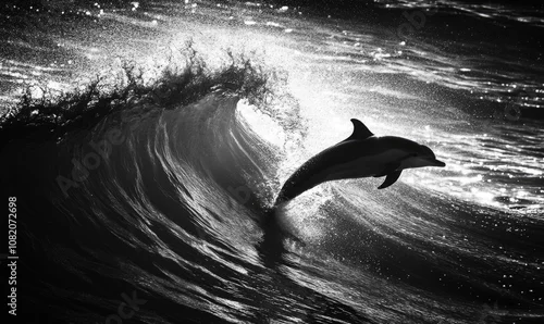 Fototapeta samoprzylepna A dolphin is jumping out of the water