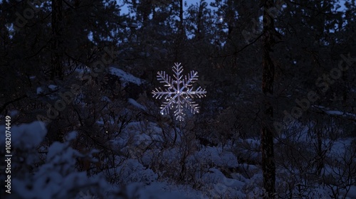 Iconic snowy cover over a nicy ground with adorned trees all around. Christmas themed wallpaper. photo