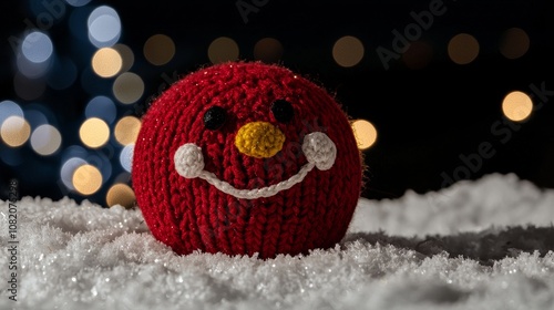 Bola roja de navidad brillante y dorado con un effecto bokeh de focus on the background photo