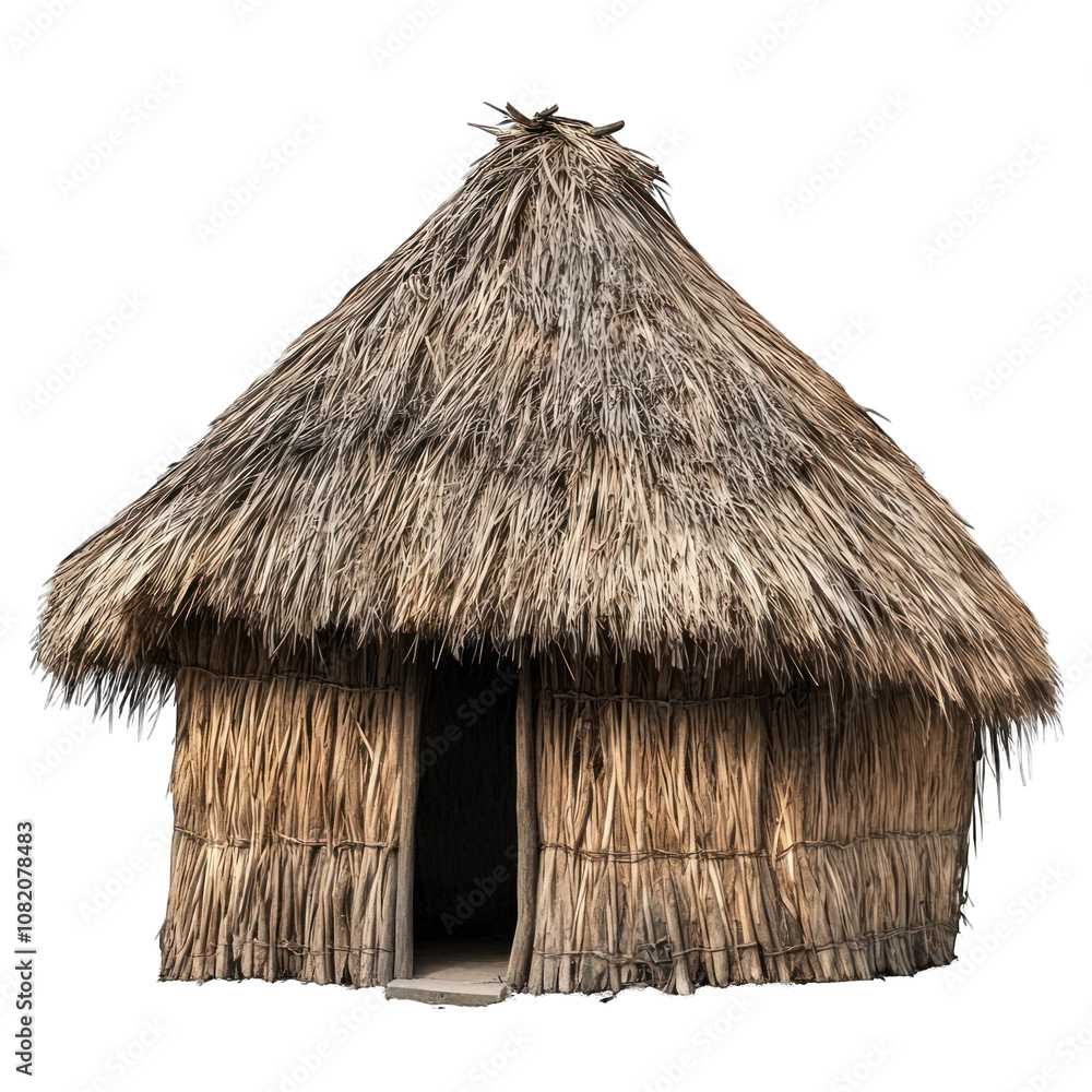 Tribal thatched house isolated on transparent background Tribal thatched house isolated on transparent background
