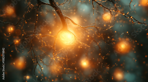 Neurons and nervous system. Nerve cells background
